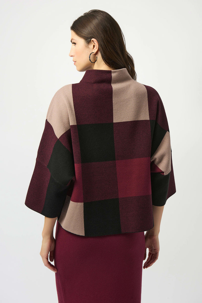 Joseph Ribkoff -Plaid Jacquard Sweater Knit Top