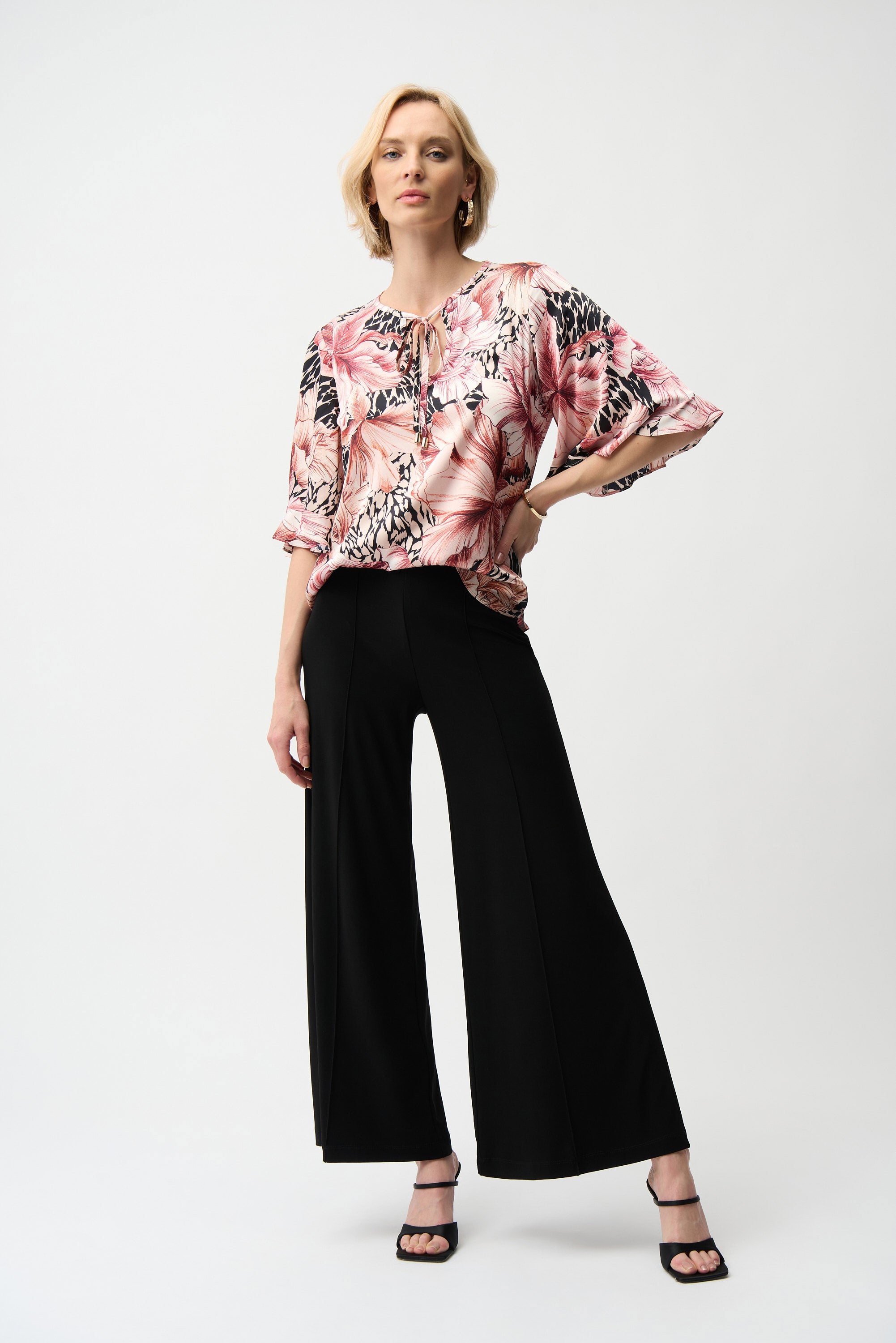 Joseph Ribkoff -Silky Knit Pull-On Wide Leg Pants