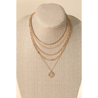 Multi Strand Chain Coin Pendant Necklace
