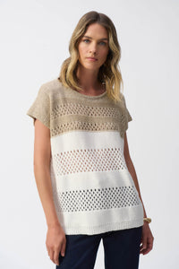 Joseph Ribkoff - Color Block Metallic Sweater Pullover