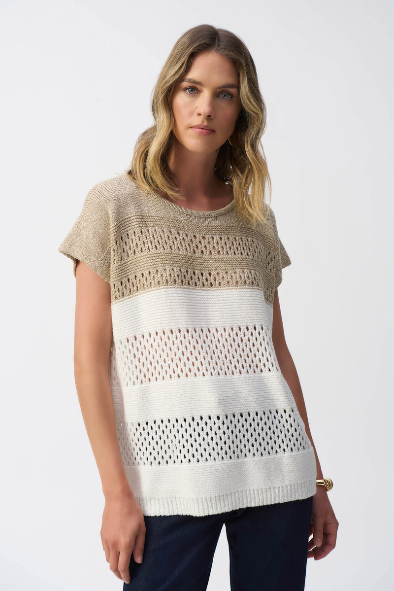 Joseph Ribkoff - Color Block Metallic Sweater Pullover