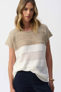 Joseph Ribkoff - Color Block Metallic Sweater Pullover