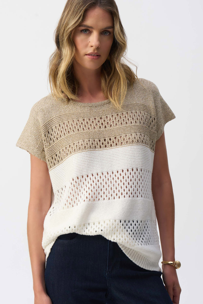Joseph Ribkoff - Color Block Metallic Sweater Pullover
