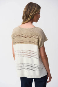 Joseph Ribkoff - Color Block Metallic Sweater Pullover