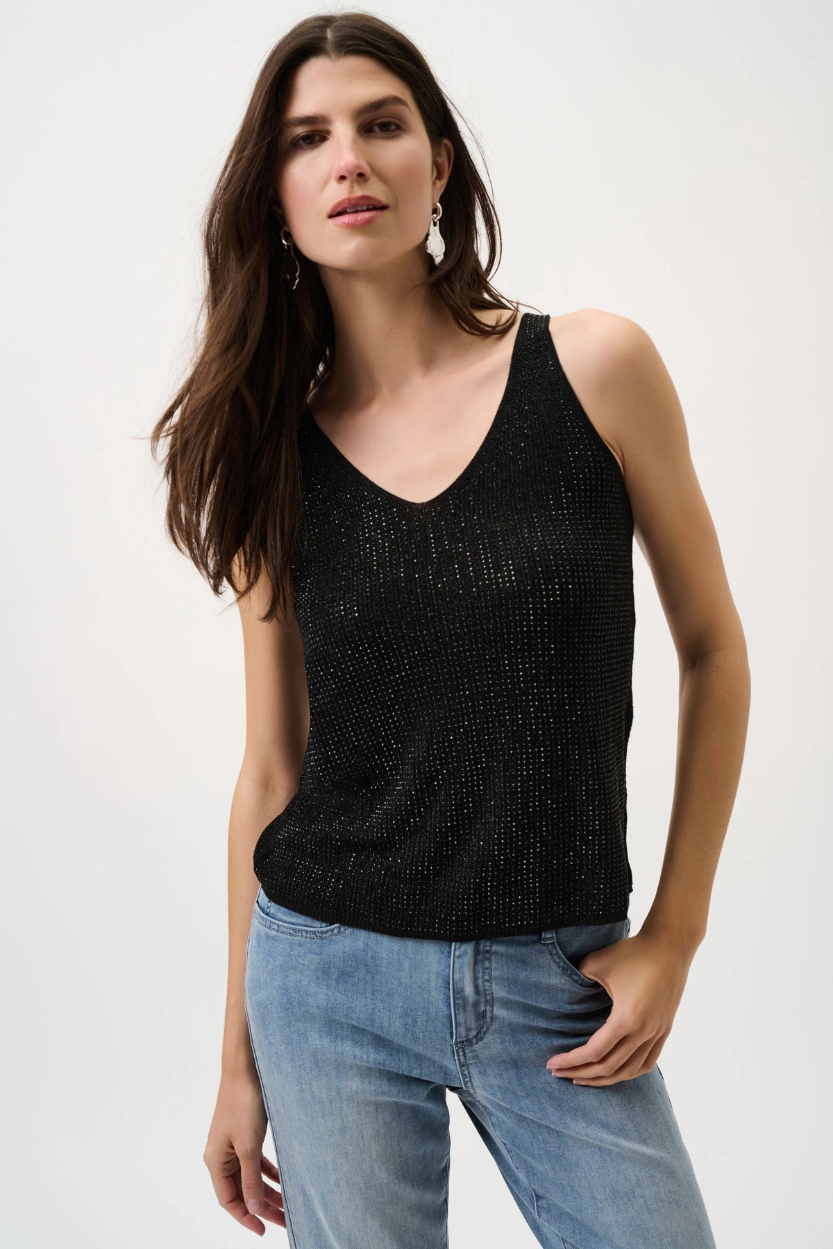 Joseph Ribkoff - Metallic Knitted Camisole with Rhinestones