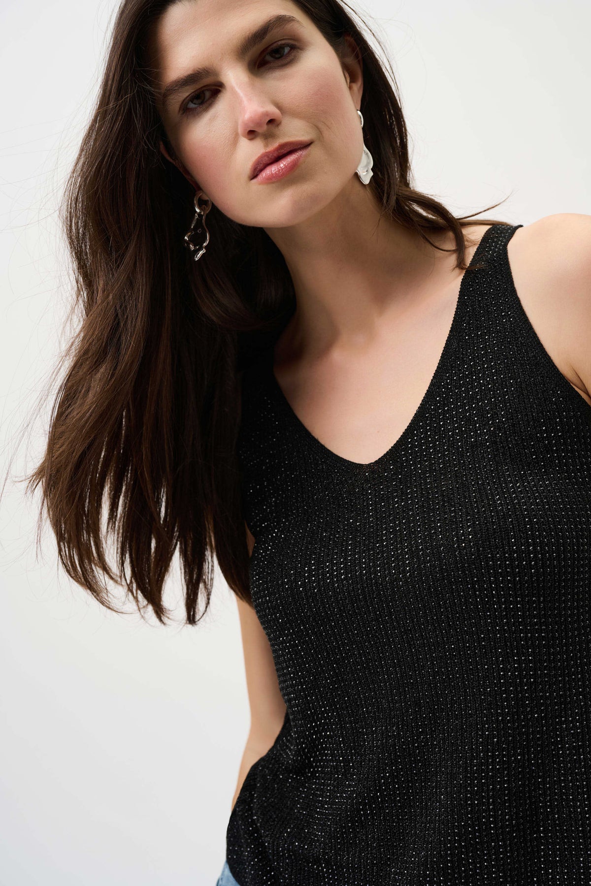Joseph Ribkoff - Metallic Knitted Camisole with Rhinestones