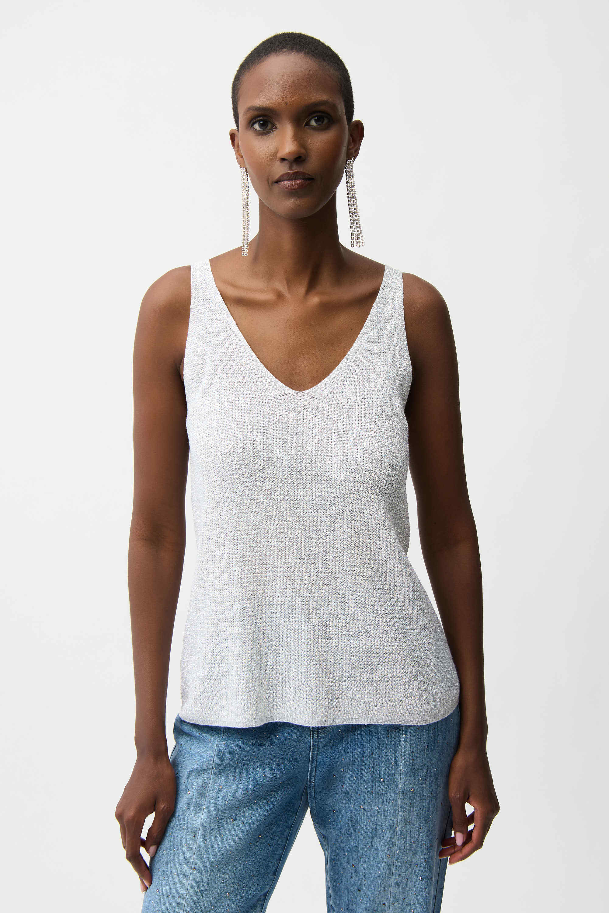 Joseph Ribkoff -Metallic Knitted Camisole with Rhinestones