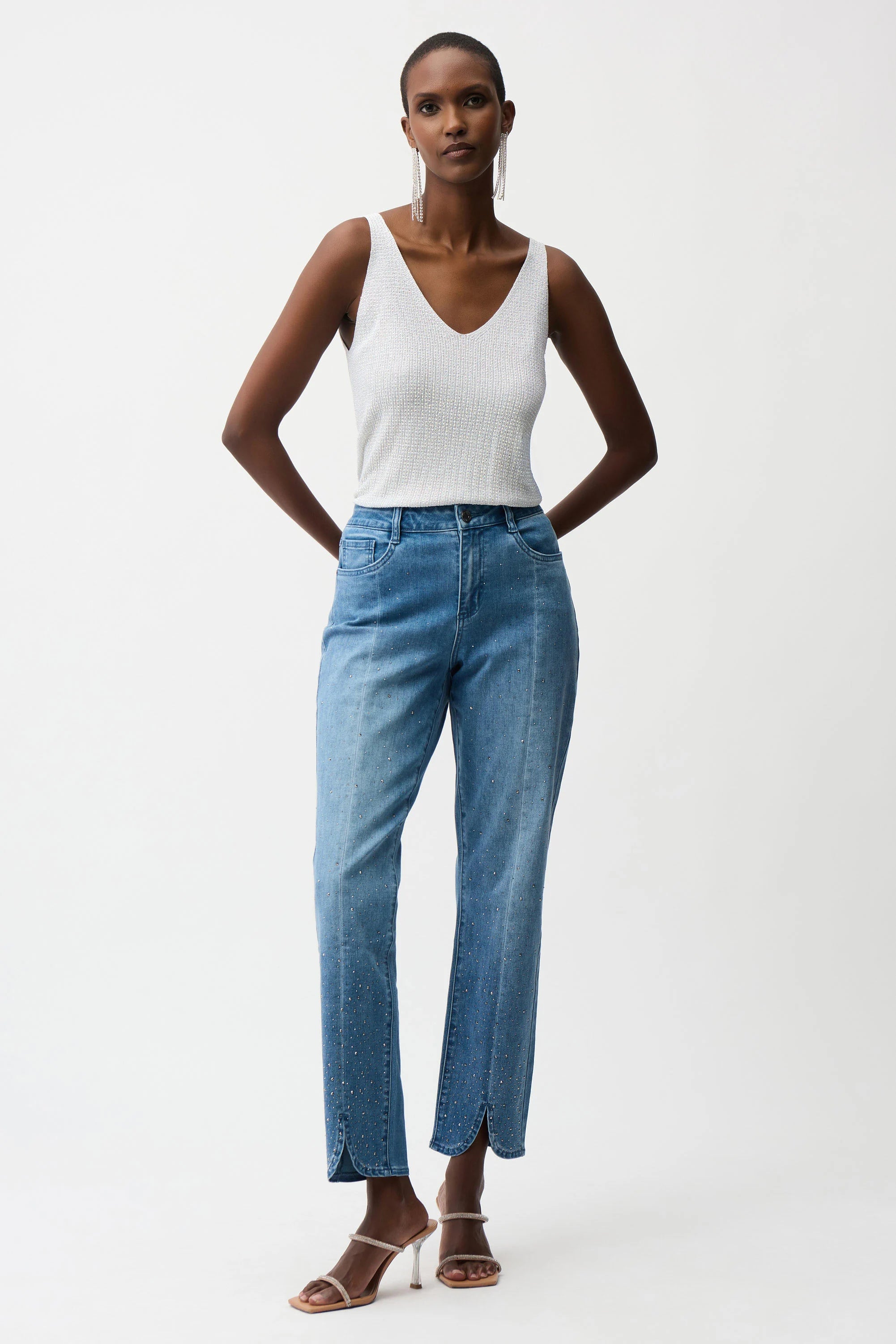 Joseph Ribkoff -Metallic Knitted Camisole with Rhinestones