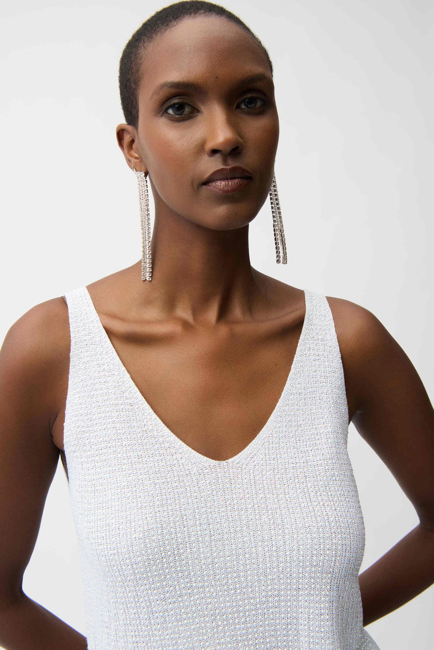 Joseph Ribkoff -Metallic Knitted Camisole with Rhinestones