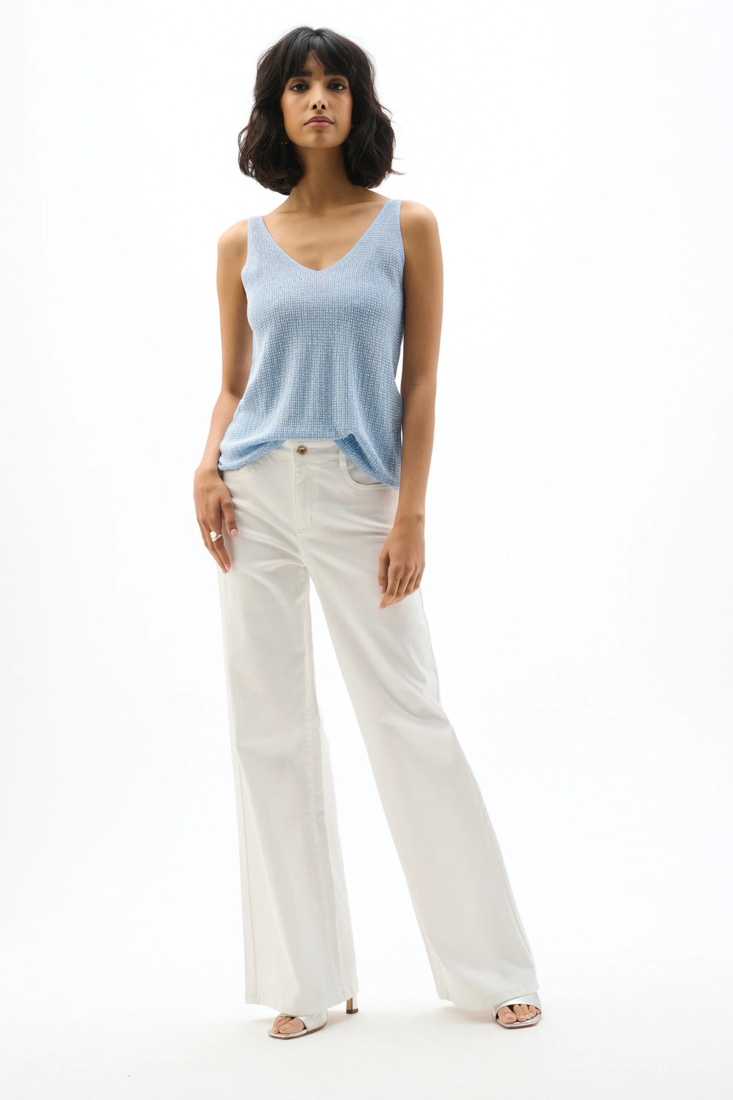Joseph Ribkoff -Metallic Knitted Camisole with Rhinestones