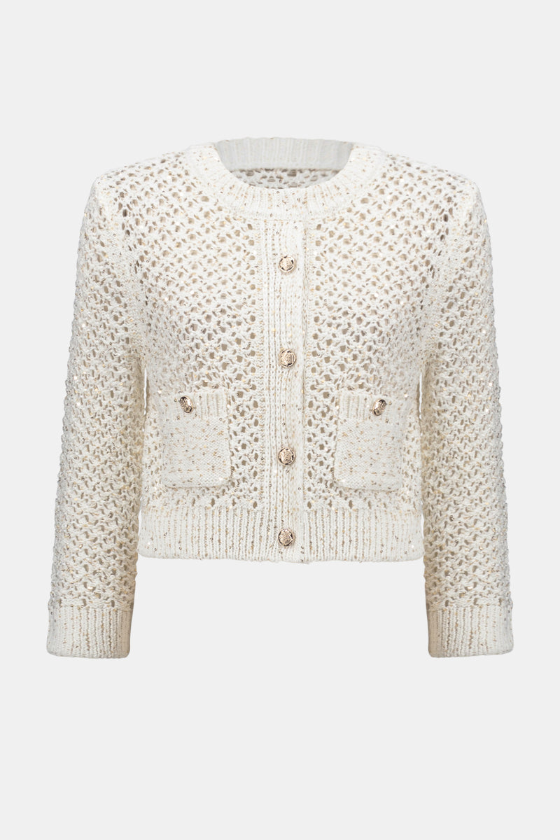 Joseph Ribkoff -Sweater Knit Open Stitch Short Cardigan