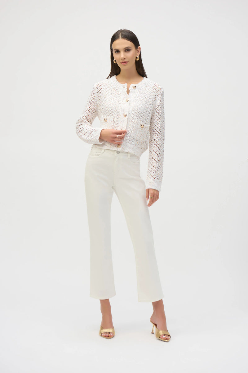Joseph Ribkoff -Sweater Knit Open Stitch Short Cardigan