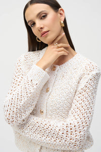 Joseph Ribkoff -Sweater Knit Open Stitch Short Cardigan