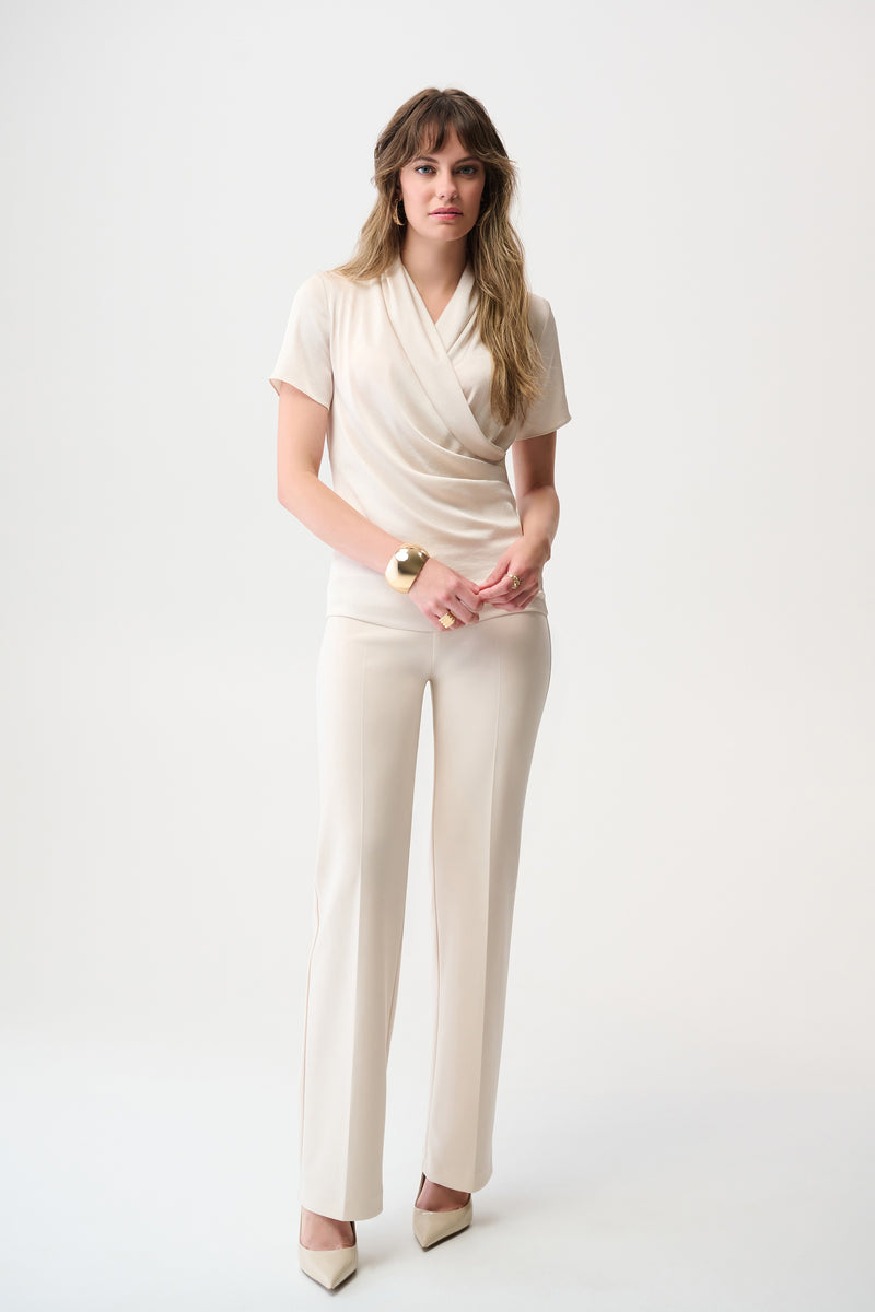 Joseph Ribkoff-Recycled Satin And Silky Knit Wrap Top