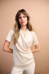 Joseph Ribkoff-Recycled Satin And Silky Knit Wrap Top