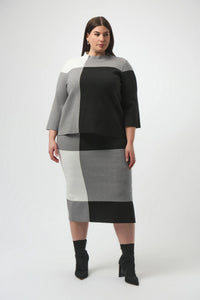 Joseph Ribkfoff - Jacquard Sweater Colour Block Skirt