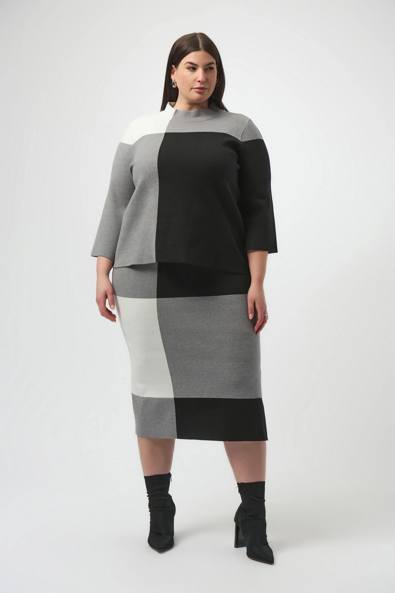 Joseph Ribkfoff - Jacquard Sweater Colour Block Skirt