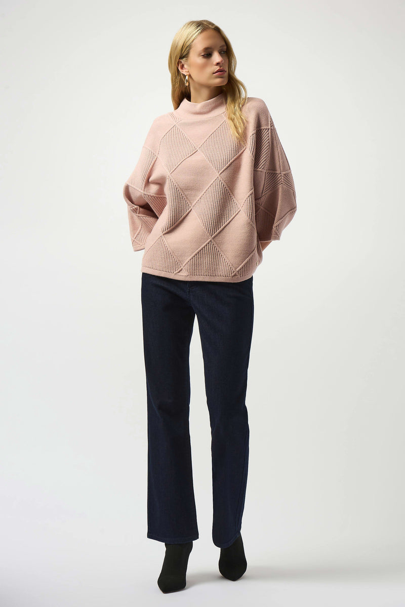 Joseph Ribkoff -Textured Sweater Knit Mock Neck Pullover