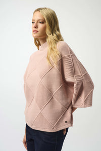 Joseph Ribkoff -Textured Sweater Knit Mock Neck Pullover