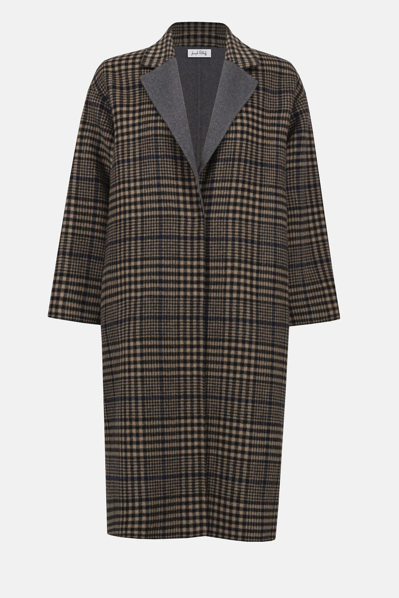 Joseph Ribkoff -Wool Blend Plaid Double-Faced Coat