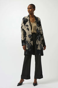 Joseph Ribkoff - Champagne/Black Jacquard Sweater Cardigan