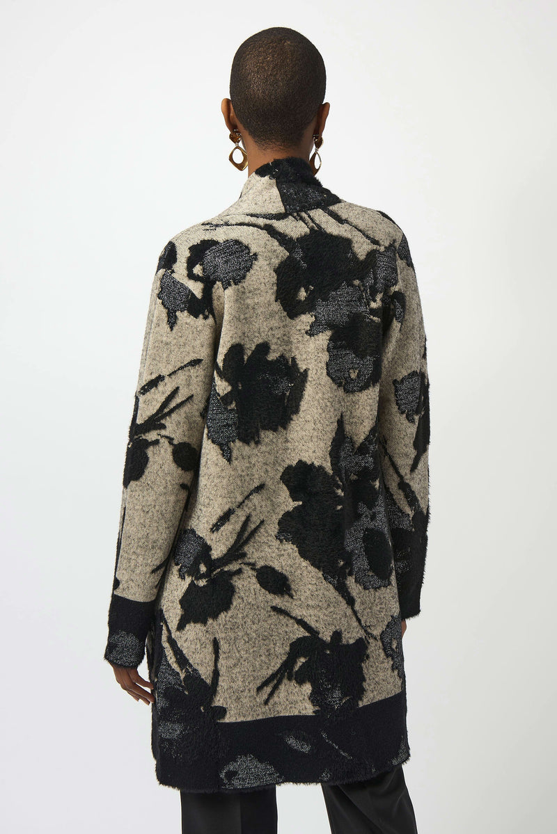 Joseph Ribkoff - Champagne/Black Jacquard Sweater Cardigan