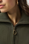 Joseph Ribkoff -Sweater Knit Boxy Pullover With Zipped Collar