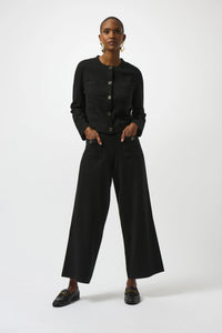 Joseph Ribkoff -Sweater Knit Crew Neck Button-Front Jacket