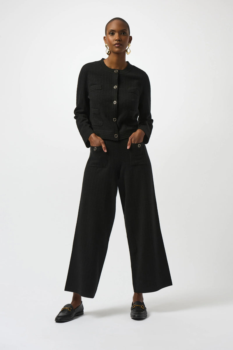 Joseph Ribkoff -Sweater Knit Crew Neck Button-Front Jacket