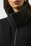 Joseph Ribkoff -Faux Leather Trimmed Poncho Sleeve Jacket