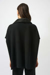 Joseph Ribkoff -Faux Leather Trimmed Poncho Sleeve Jacket