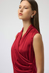 Joseph Ribkoff -Recycled Satin & Silky Knit Sleeveless Wrap Top