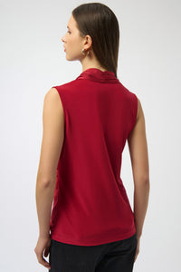 Joseph Ribkoff -Recycled Satin & Silky Knit Sleeveless Wrap Top