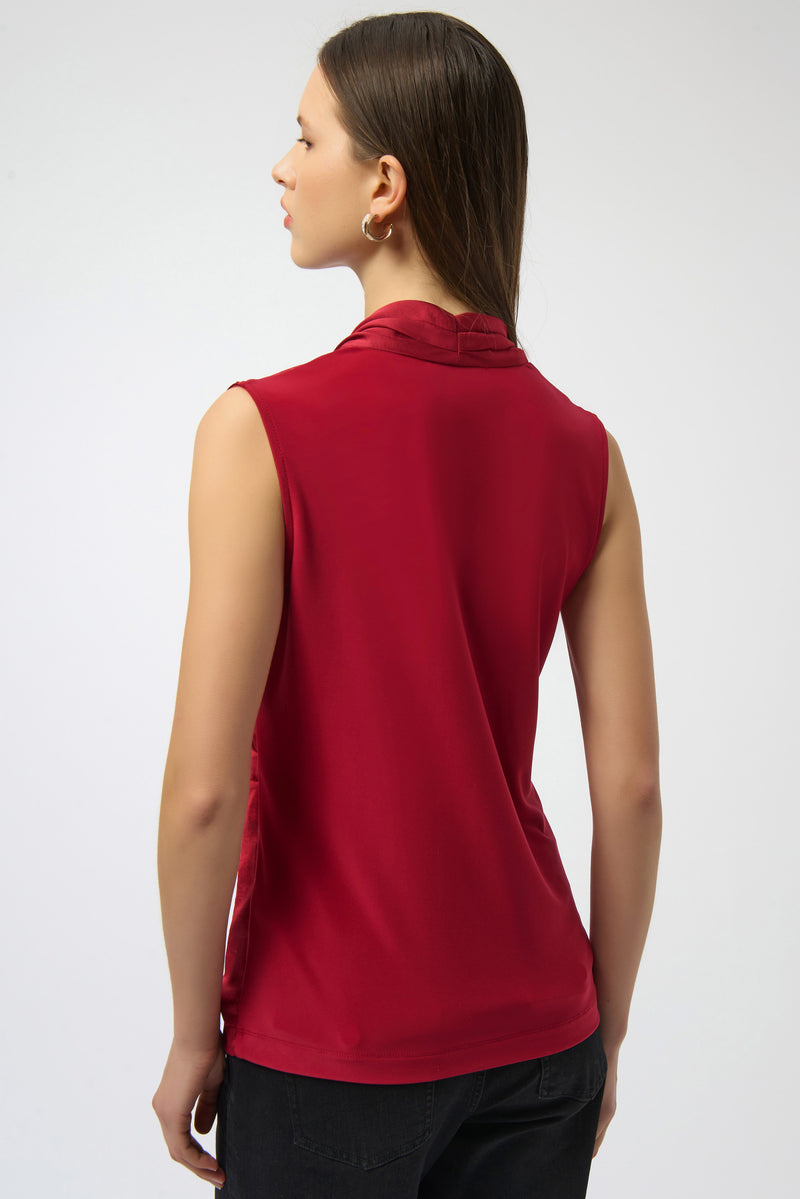 Joseph Ribkoff -Recycled Satin & Silky Knit Sleeveless Wrap Top
