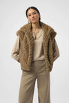 Joseph Ribkoff-Chevron Faux Fur Mock Neck Vest