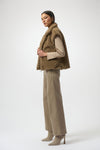 Joseph Ribkoff-Chevron Faux Fur Mock Neck Vest