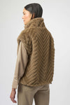 Joseph Ribkoff-Chevron Faux Fur Mock Neck Vest