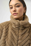 Joseph Ribkoff-Chevron Faux Fur Mock Neck Vest