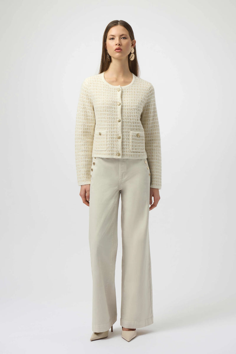 Joseph Ribkoff -Sequined Sweater Knit Cardigan with Gold Buttons