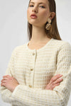 Joseph Ribkoff -Sequined Sweater Knit Cardigan with Gold Buttons