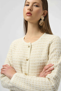 Joseph Ribkoff -Sequined Sweater Knit Cardigan with Gold Buttons