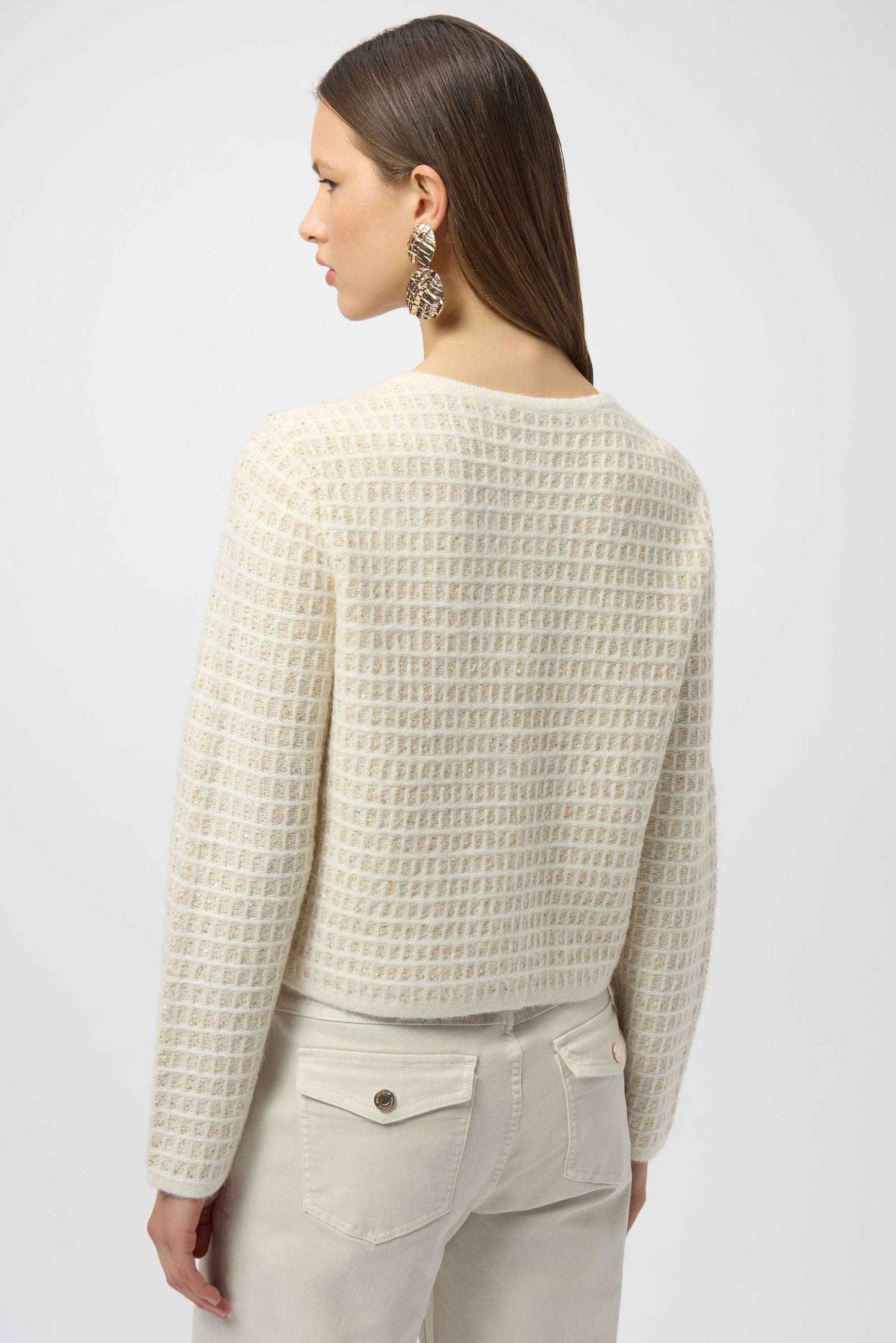 Joseph Ribkoff -Sequined Sweater Knit Cardigan with Gold Buttons