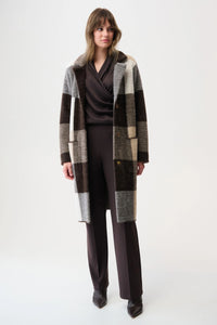 Joseph Ribkoff -Feather Yarn Abstract Print Sweater Coat