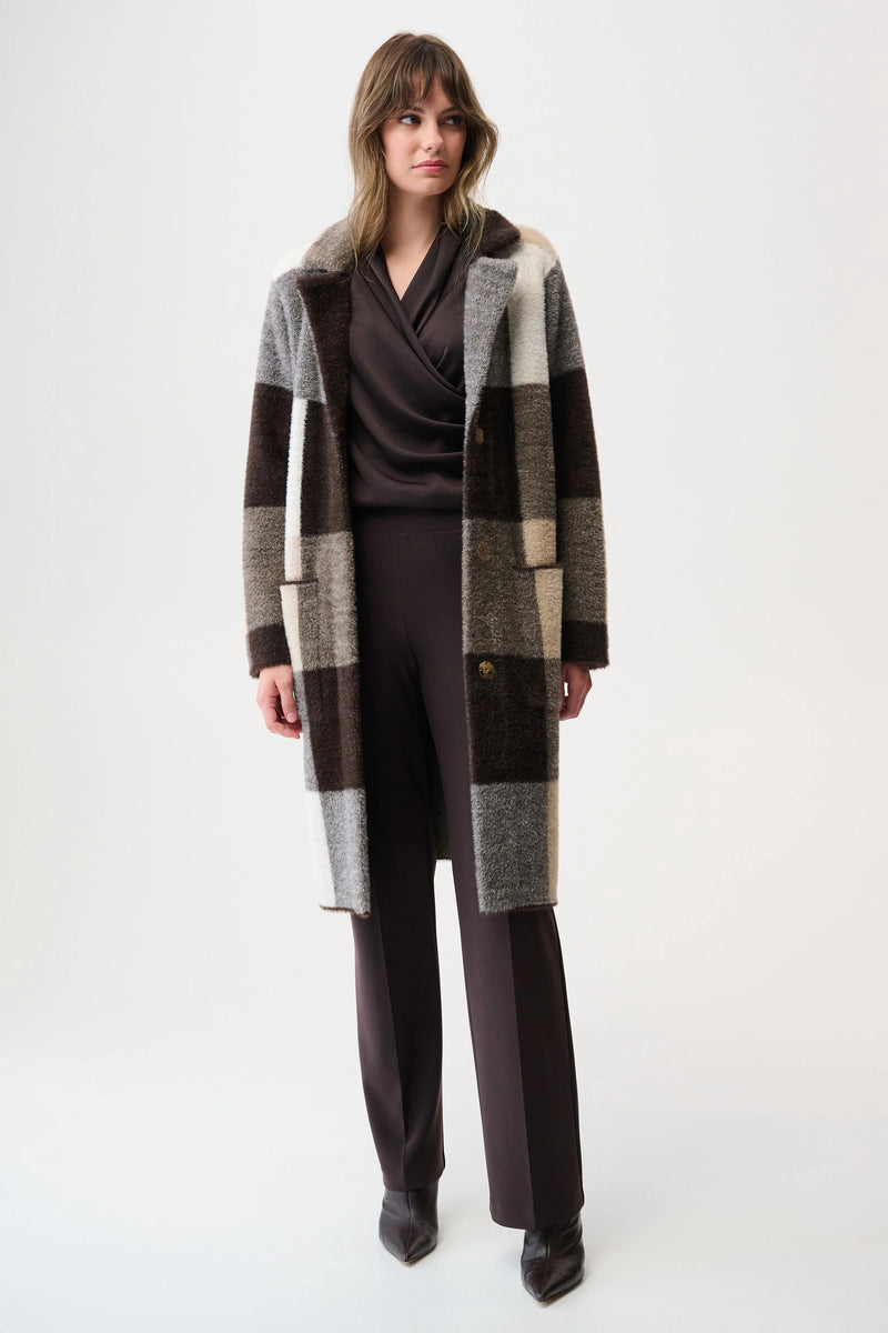 Joseph Ribkoff -Feather Yarn Abstract Print Sweater Coat