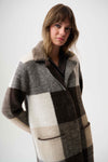 Joseph Ribkoff -Feather Yarn Abstract Print Sweater Coat
