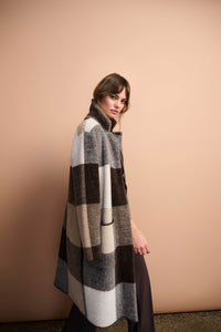 Joseph Ribkoff -Feather Yarn Abstract Print Sweater Coat