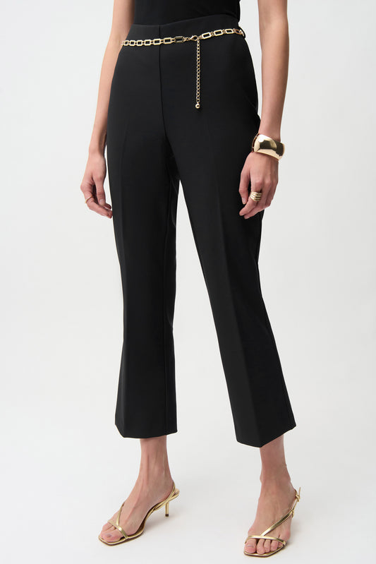 Joseph Ribkoff -Lux Twill Pull-On Flare Pants With Chain Belt