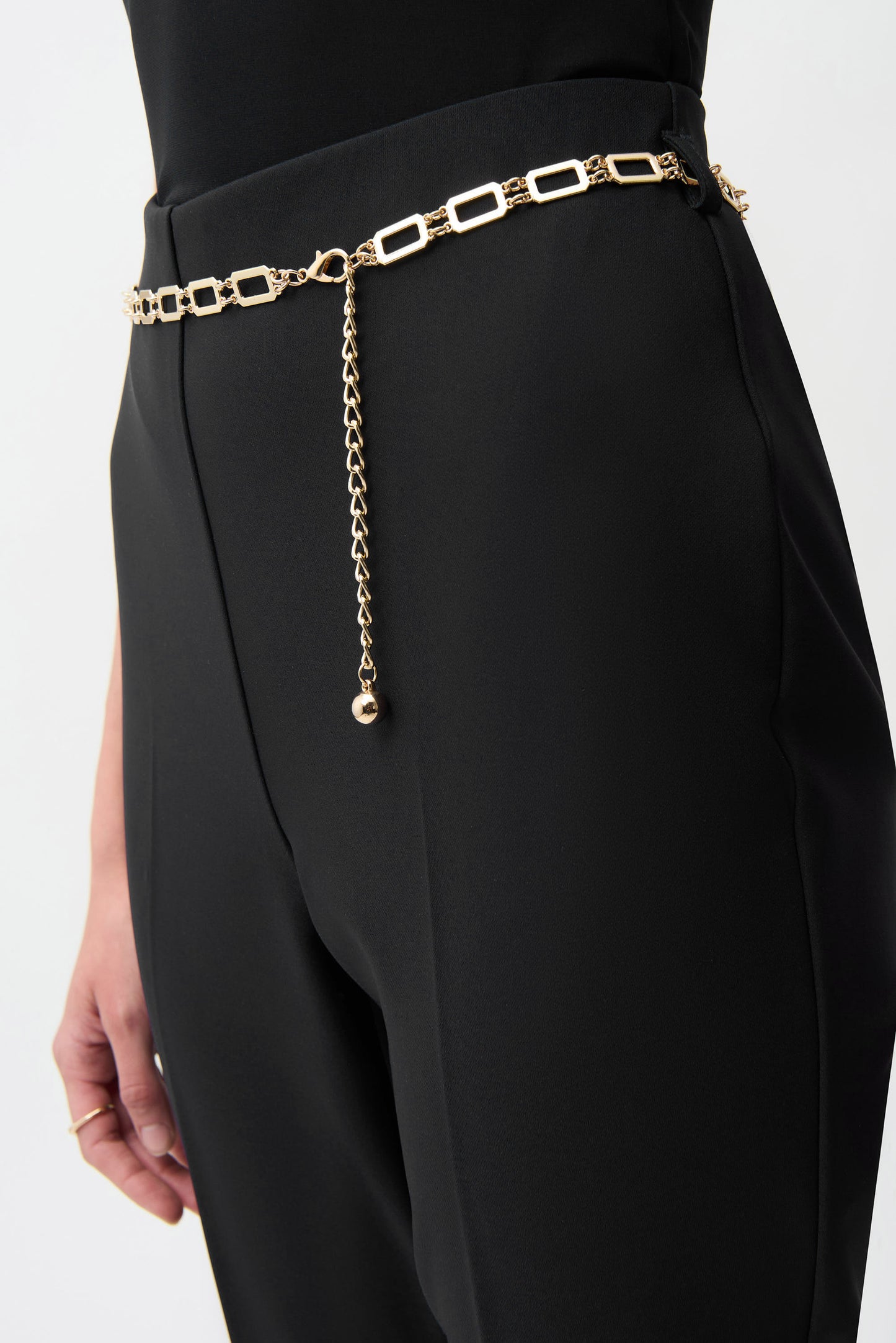 Joseph Ribkoff -Lux Twill Pull-On Flare Pants With Chain Belt