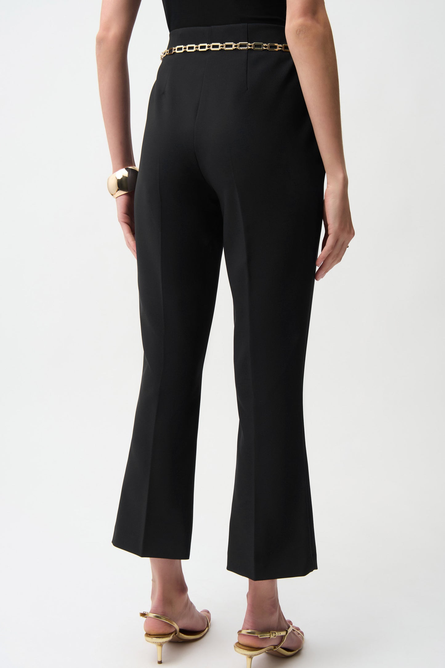Joseph Ribkoff -Lux Twill Pull-On Flare Pants With Chain Belt