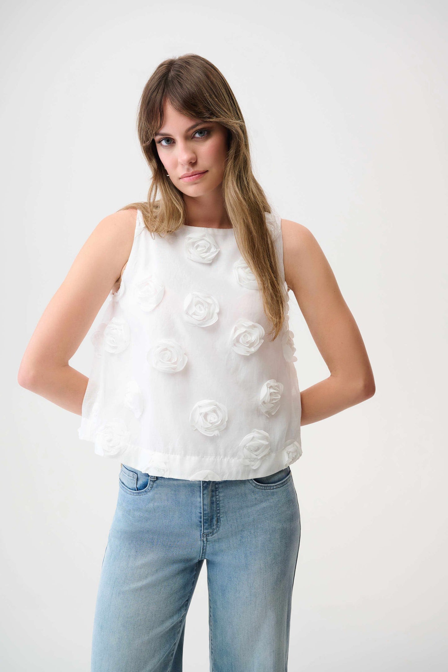 Joseph Ribkoff - Novelty Sleeveless Top With 3D Floral Embroidery